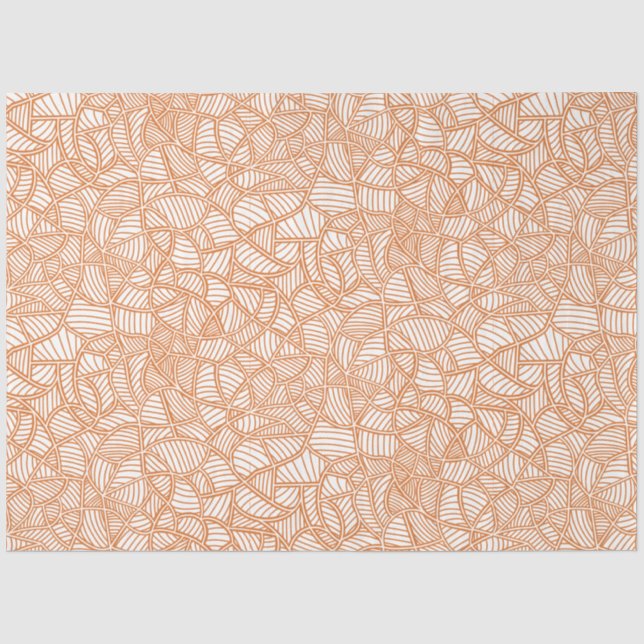 Random Leaf Mosaic Dark Orange Tissue Paper (Front)