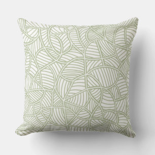 Random Leaf Mosaic Pale Green Cushion