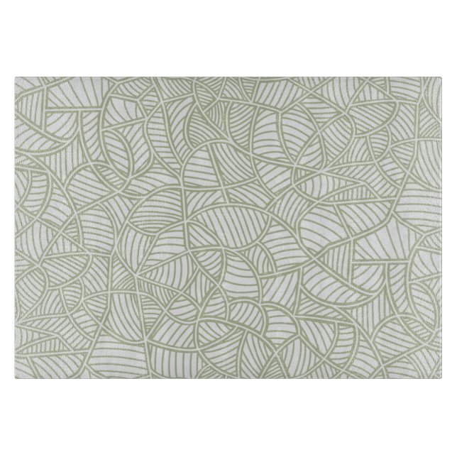 Random Leaf Mosaic Pale Green Cutting Board (Front)