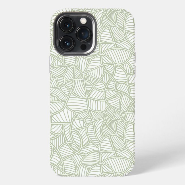 Random Leaf Mosaic Pale Green iPhone Case (Back)