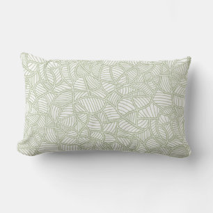 Random Leaf Mosaic Pale Green Lumbar Cushion
