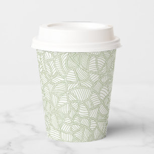 Random Leaf Mosaic Pale Green Paper Cups