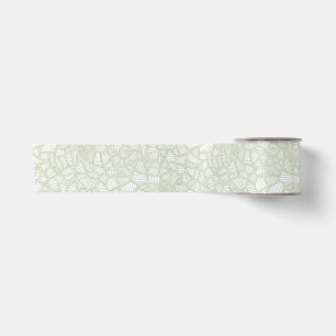Random Leaf Mosaic Pale Green Satin Ribbon