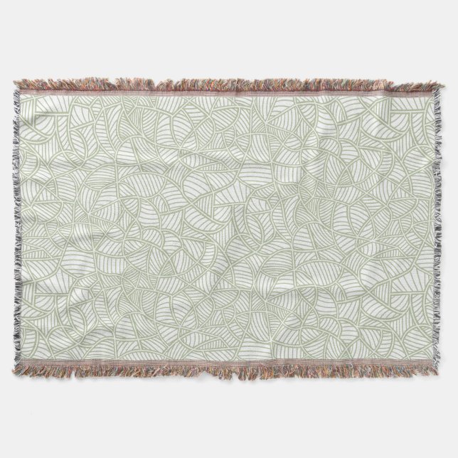 Random Leaf Mosaic Pale Green Throw Blanket (Front)