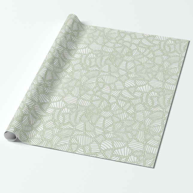Random Leaf Mosaic Pale Green Wrapping Paper (Unrolled)