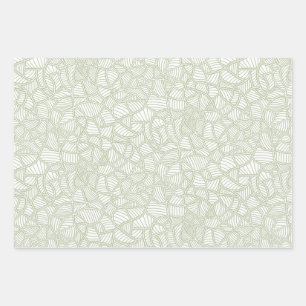 Random Leaf Mosaic Pale Green Wrapping Paper Sheet