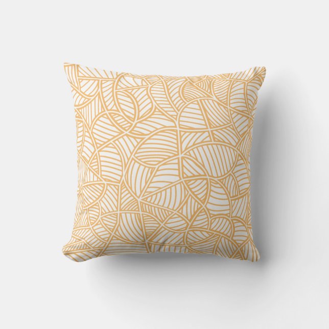 Random Leaf Mosaic Pale Orange Cushion (Front)