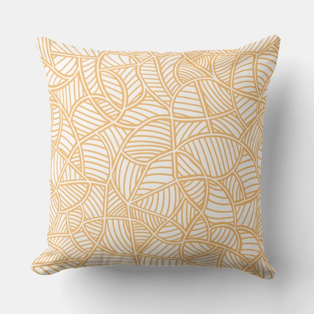 Random Leaf Mosaic Pale Orange Cushion (Front)