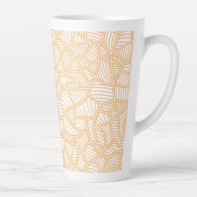 Random Leaf Mosaic Pale Orange Latte Mug (Right)