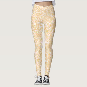 Random Leaf Mosaic Pale Orange Leggings