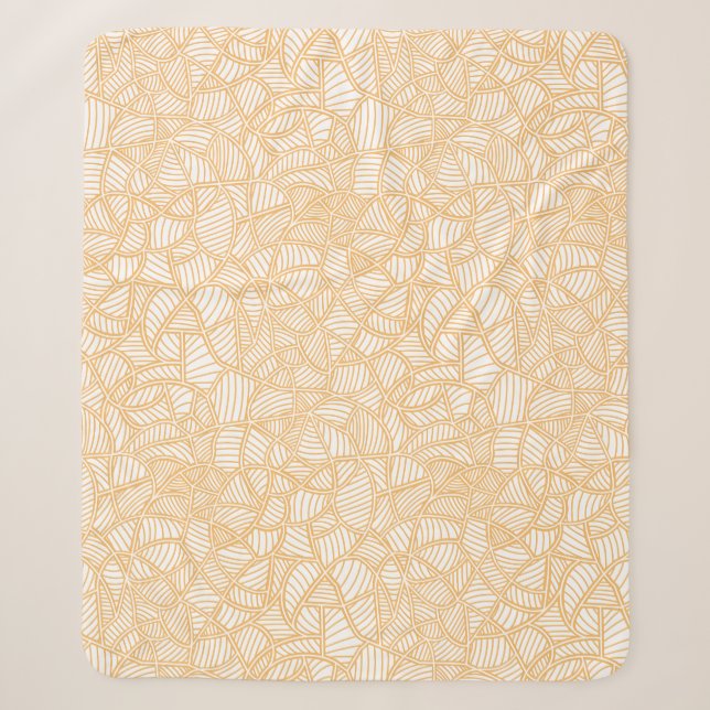 Random Leaf Mosaic Pale Orange Sherpa Blanket (Front)