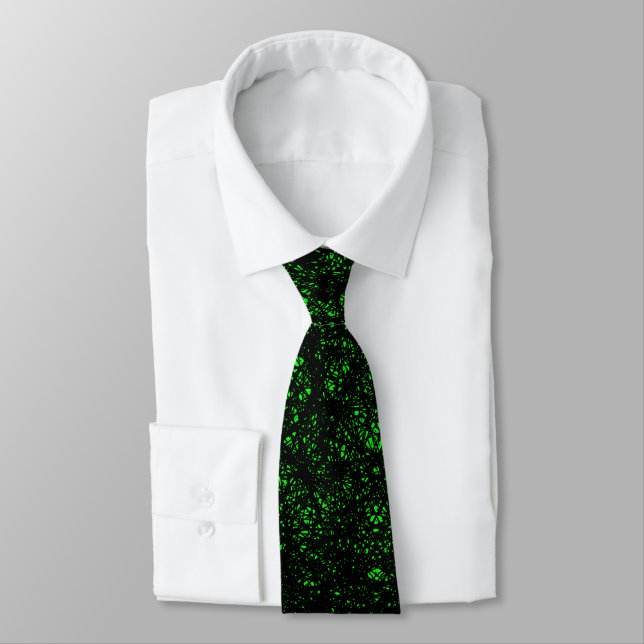 Random lines - Black with Green on Black Tie (Tied)