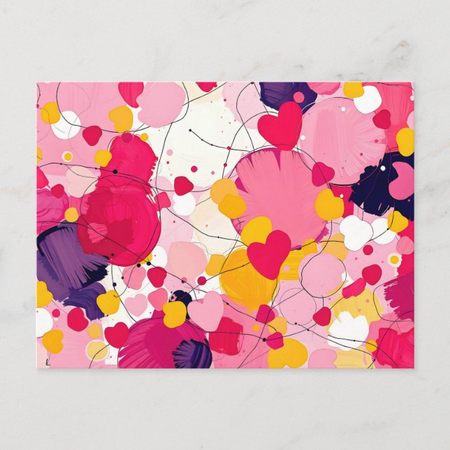 "Random Love Thoughts" - Colourful Abstract Postcard (Front)