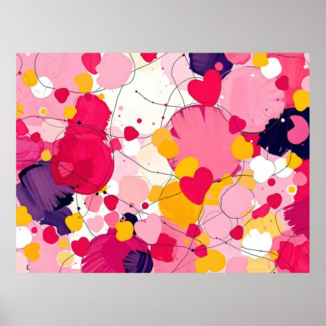 "Random Love Thoughts" - Colourful Abstract Poster (Front)