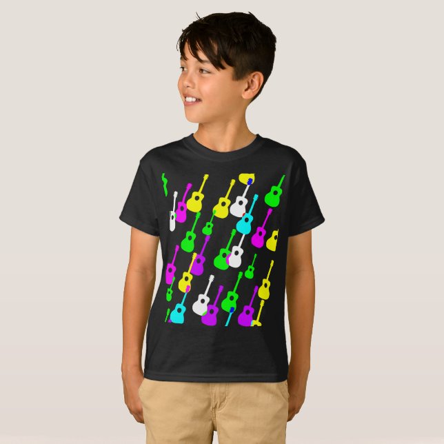 Random Multicolor Guitar Shapes Musician Shirt (Front Full)