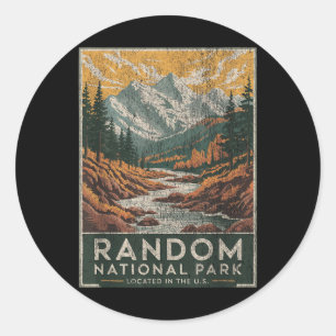 Random National Park Funny Outdoors Hiking Classic Round Sticker