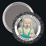 Random Number Pattern 70th Birthday Black/White Magnet<br><div class="desc">Easily personalise the text in the centre of the design using the supplied template. This cool over-the-hill design is a black and white random number pattern with the milestone number 70 repeated in varied sizes and angles in an all-over print. The white ring around the centre has templates for your...</div>