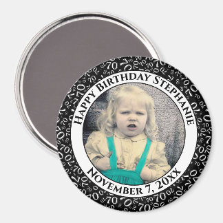 Random Number Pattern 70th Birthday Black/White Magnet