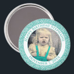 Random Number Pattern 70th Birthday Teal/White Magnet<br><div class="desc">Easily personalise the text in the centre of the design using the supplied template. This cool over-the-hill design is a teal and white random number pattern with the milestone number 70 repeated in varied sizes and angles in an all-over print. The white ring around the centre has templates for your...</div>