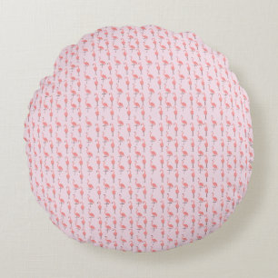 Random Pink Flamingo Bird Pattern Round Cushion