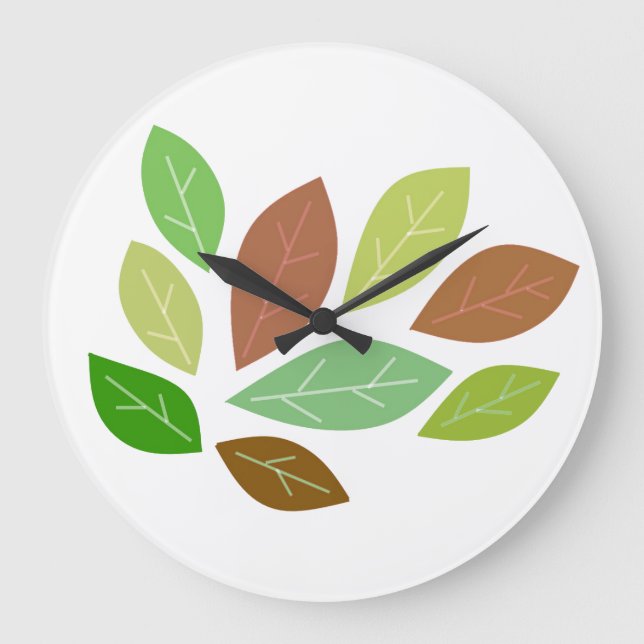 Random Scattered Leaves Large Clock (Front)
