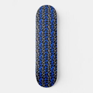 Random Skulls Blue Grey Stripes Skateboard
