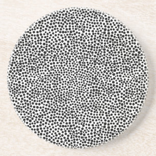 Random Spots - Black on White Coaster