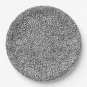 Random Spots - Black on White Paper Plate