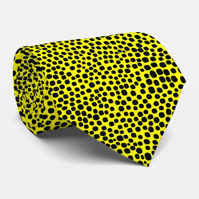 Random Spots - Black on Yellow Tie (Rolled)