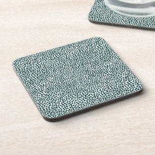 Random Spots - Dark Moss Green on White Coaster
