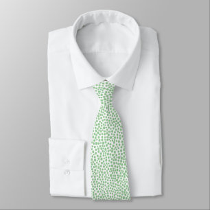 Random Spots - Faded Green on White Tie