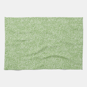 Random Spots - White on Avocado Green Tea Towel