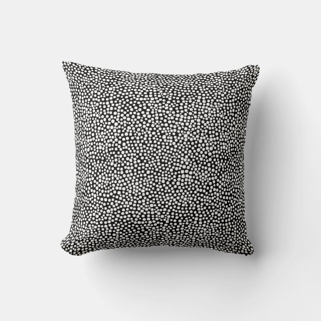 Random Spots - White on Black Cushion (Front)