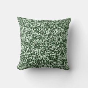 Random Spots - White on Dark Forest Green Cushion