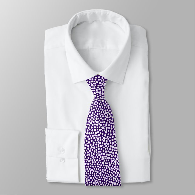 Random Spots - White on Deep Purple Tie (Tied)