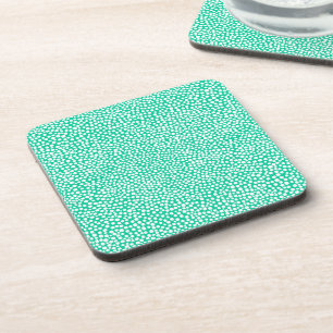 Random Spots - White on Deep Turquoise Coaster