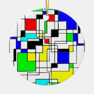 Random Squares Homage To Mondrian Ceramic Tree Decoration
