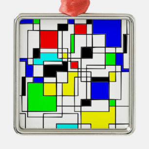 Random Squares Homage To Mondrian Metal Tree Decoration