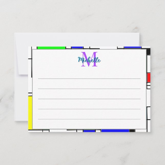 Random Squares Homage To Mondrian Personalized Card (Front)