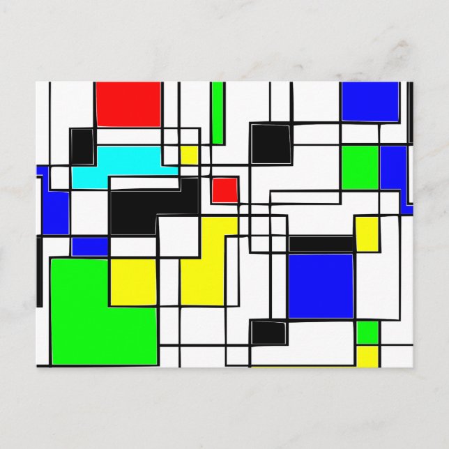 Random Squares Homage To Mondrian Postcard (Front)