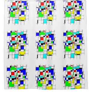 Random Squares Homage To Mondrian Shower Curtain