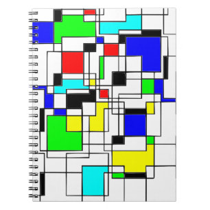 Random Squares Homage To Mondrian Spiral Notebook