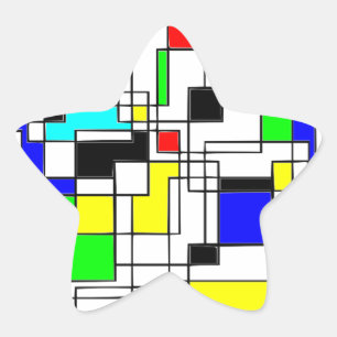 Random Squares Homage To Mondrian Star Sticker