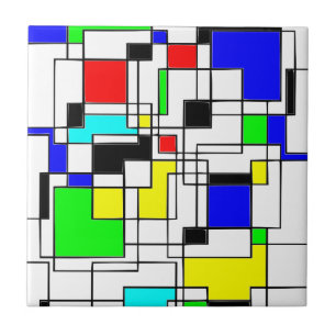 Random Squares Homage To Mondrian Tile