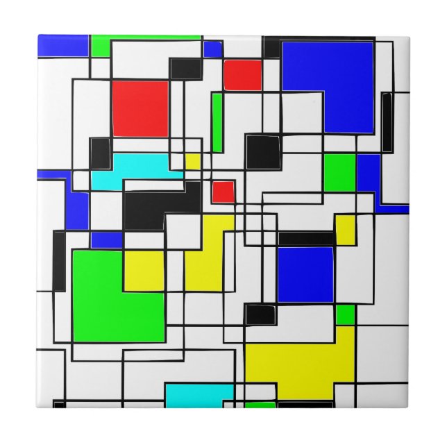 Random Squares Homage To Mondrian Tile (Front)