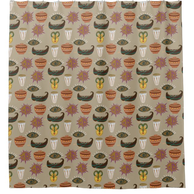 Random Symbols Abstract Pattern Shower Curtain (Front)