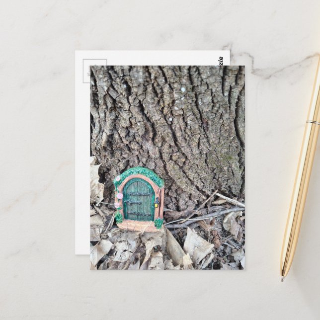 Random Things Found in the Woods Fairy Door Postcard (Front/Back In Situ)