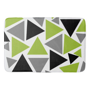Random Triangles Lime Green Grey Black White Bath Mat