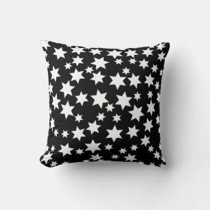 Random White Stars on Black Cushion