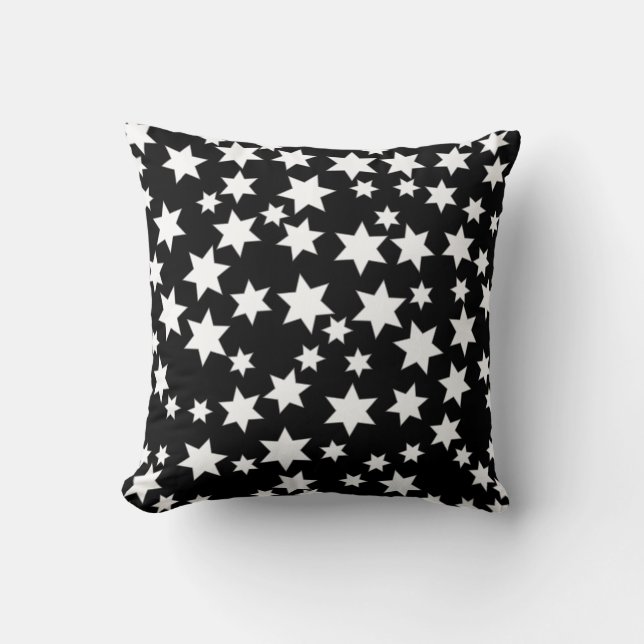 Random White Stars on Black Cushion (Front)